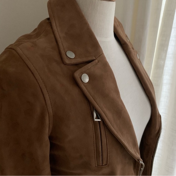 Eleven Paris Genuine Leather Suede Camel Jacket - Picture 5 of 8